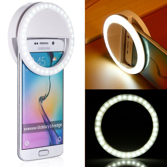 Portabel selfie-ring med clip för mobil