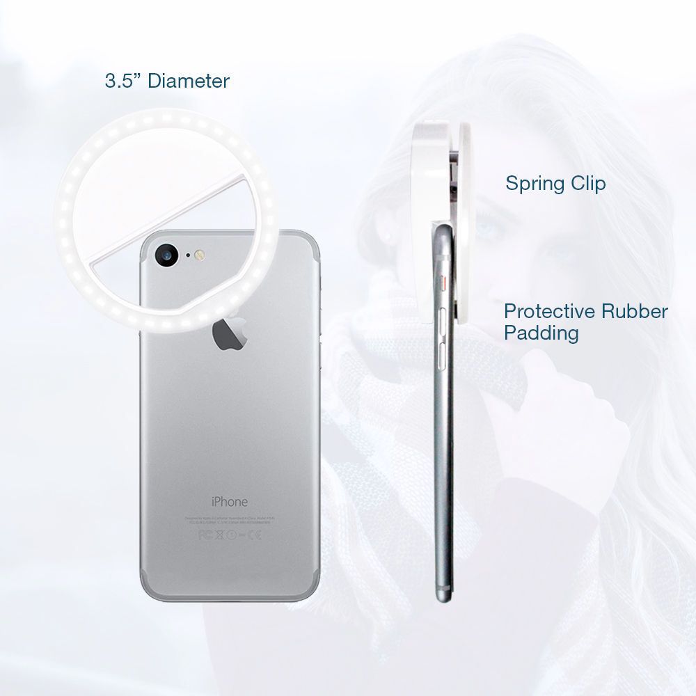 Portabel selfie-ring med clip för mobil