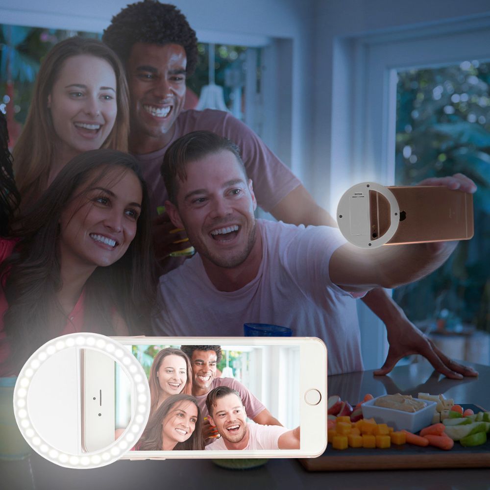 Portabel selfie-ring med clip för mobil