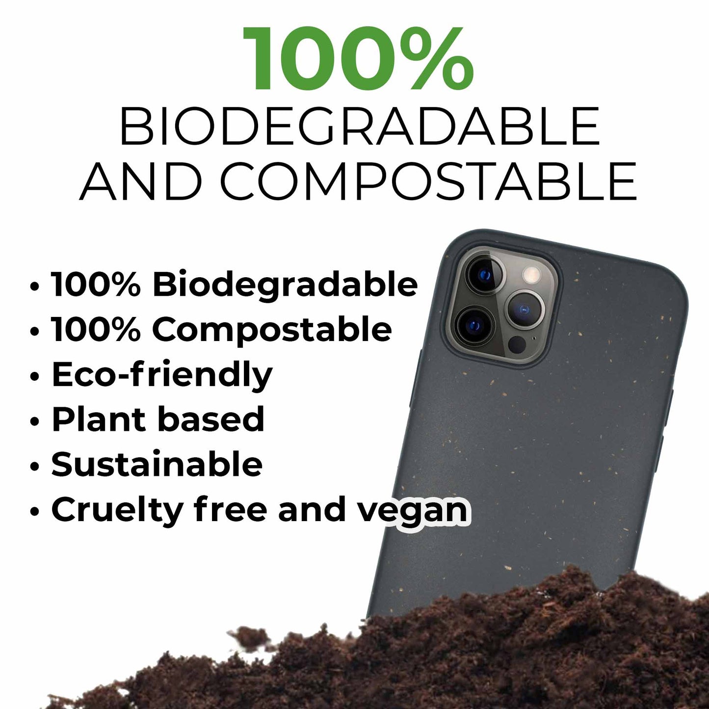 Biologiskt nedbrytbart mobilskal – Svart