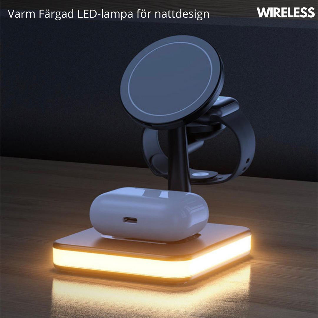 4-i-1 magnetisk trådlös laddstation 30W (PD-adapter ingår)