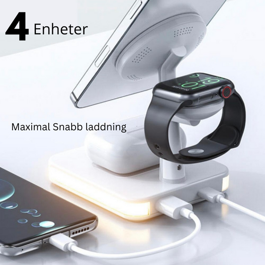4-i-1 magnetisk trådlös laddstation 30W (PD-adapter ingår)