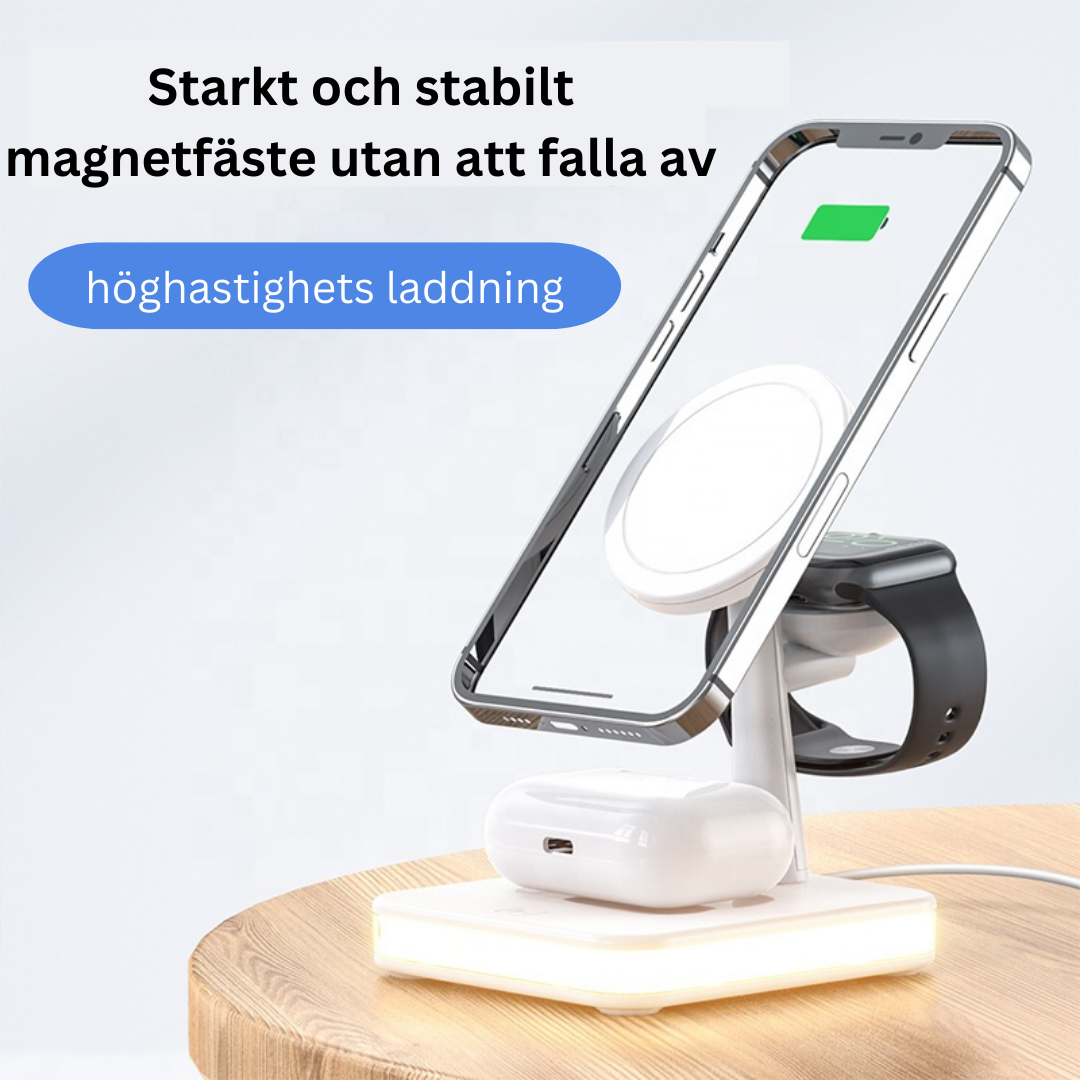 4-i-1 magnetisk trådlös laddstation 30W (PD-adapter ingår)
