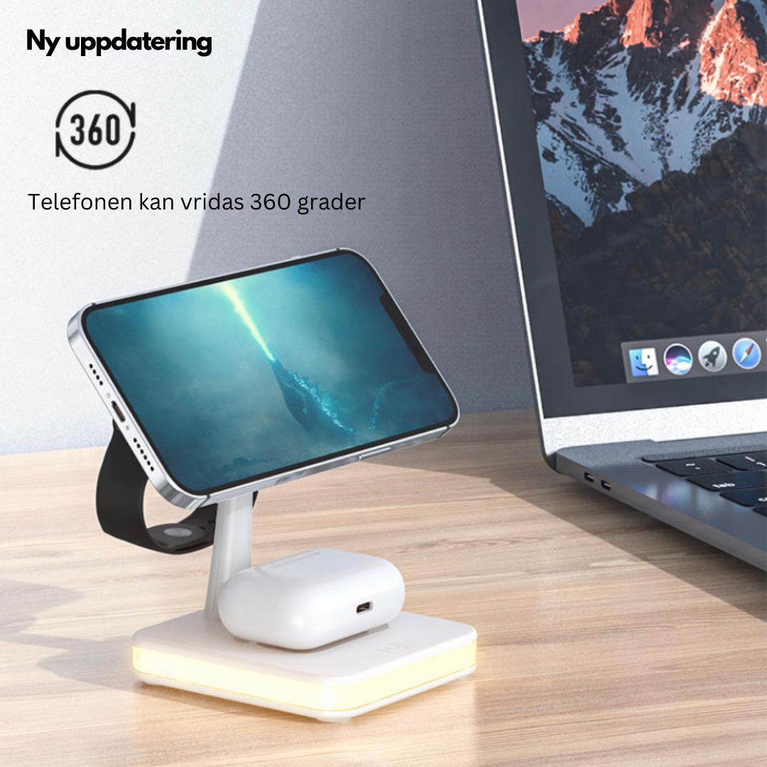 4-i-1 magnetisk trådlös laddstation 30W (PD-adapter ingår)